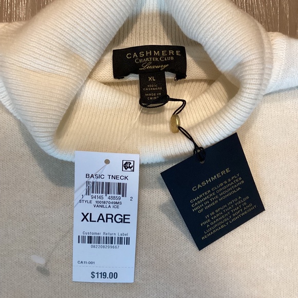 Charter Club Women's 100% Cashmere Turtleneck Sweater, size XL - Picture 3 of 5